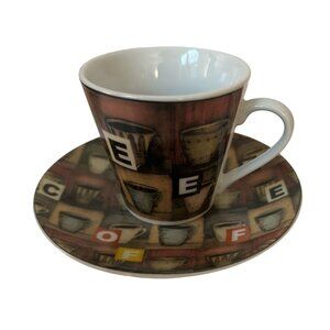 Ragalta Platinum Series 12-Piece Espresso Cup & Saucer Set Coffee Motif